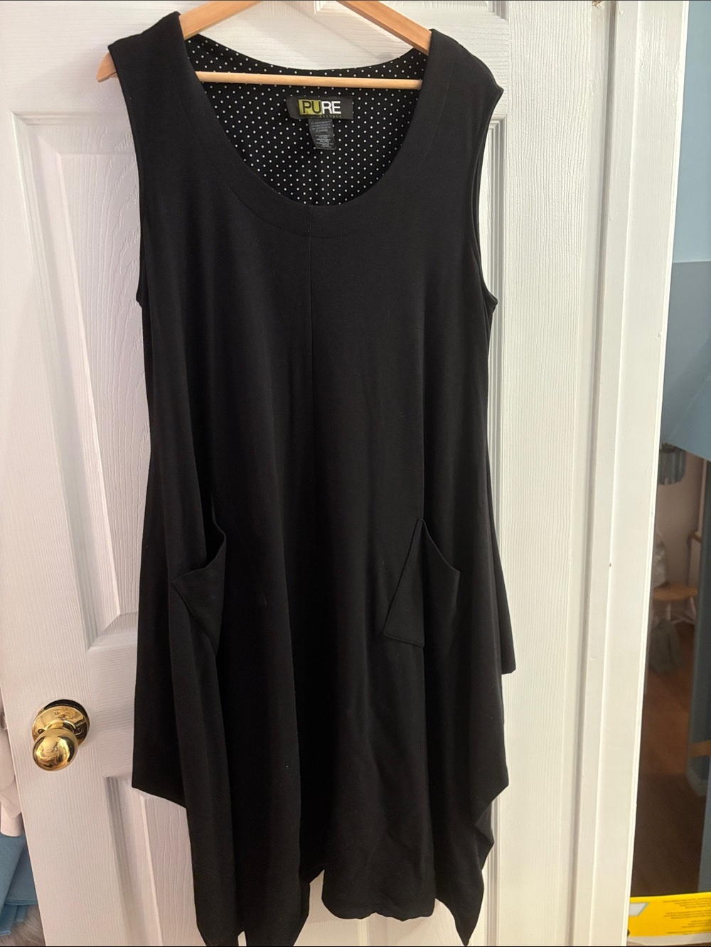 Pur Black Sleeveless A-Line Tunic Dress with Side Pockets